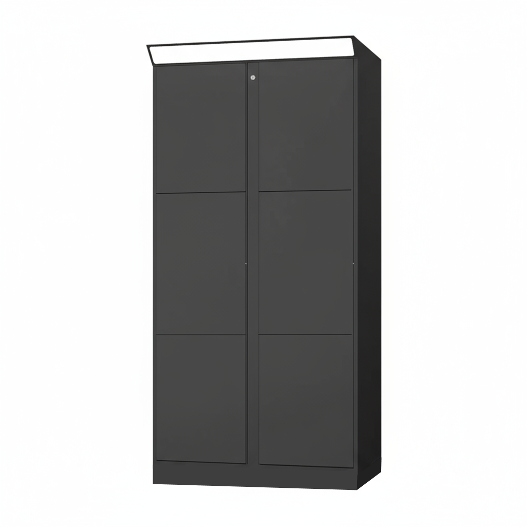 6 Door Add-on locker tower in black
