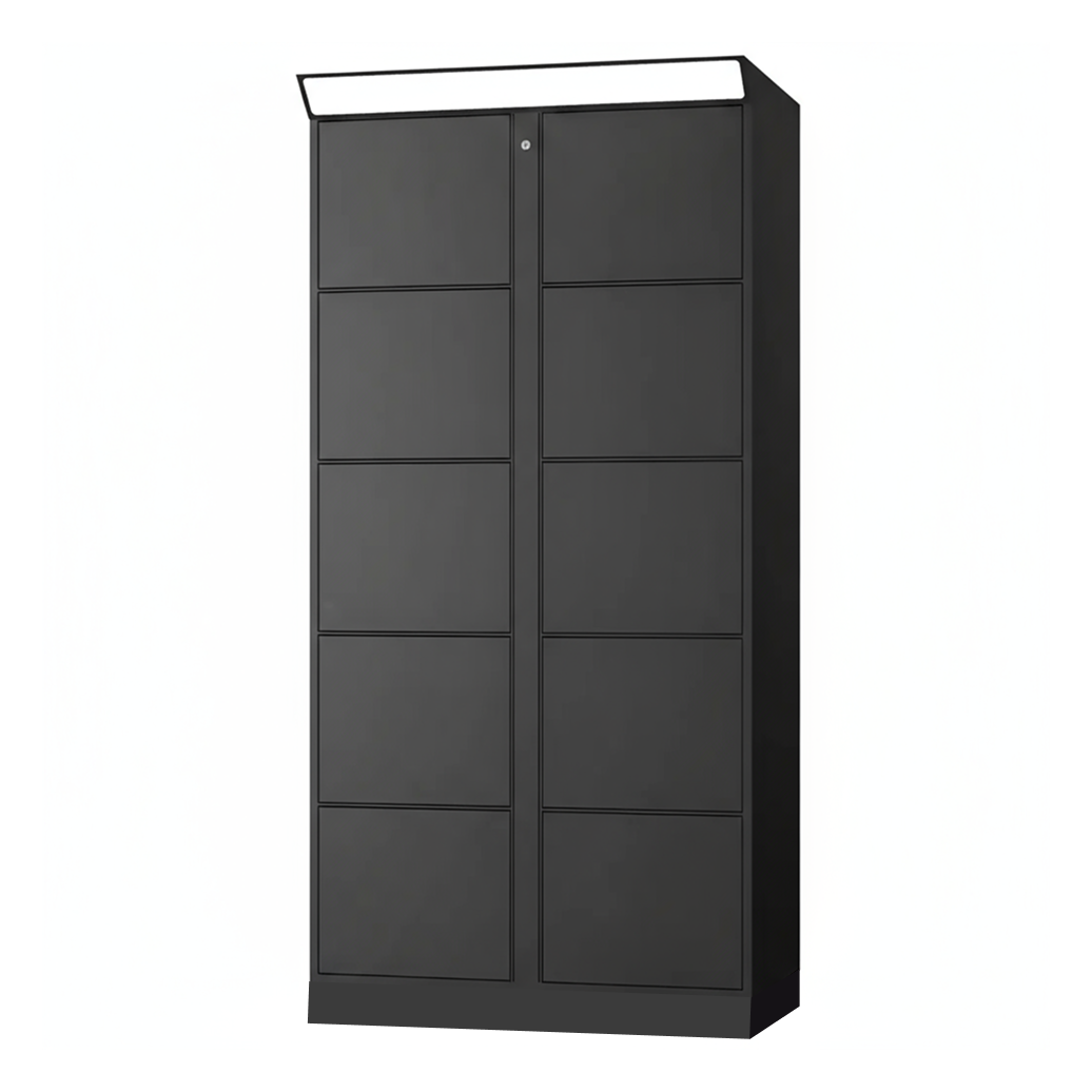 10 Door Add-on locker tower in black